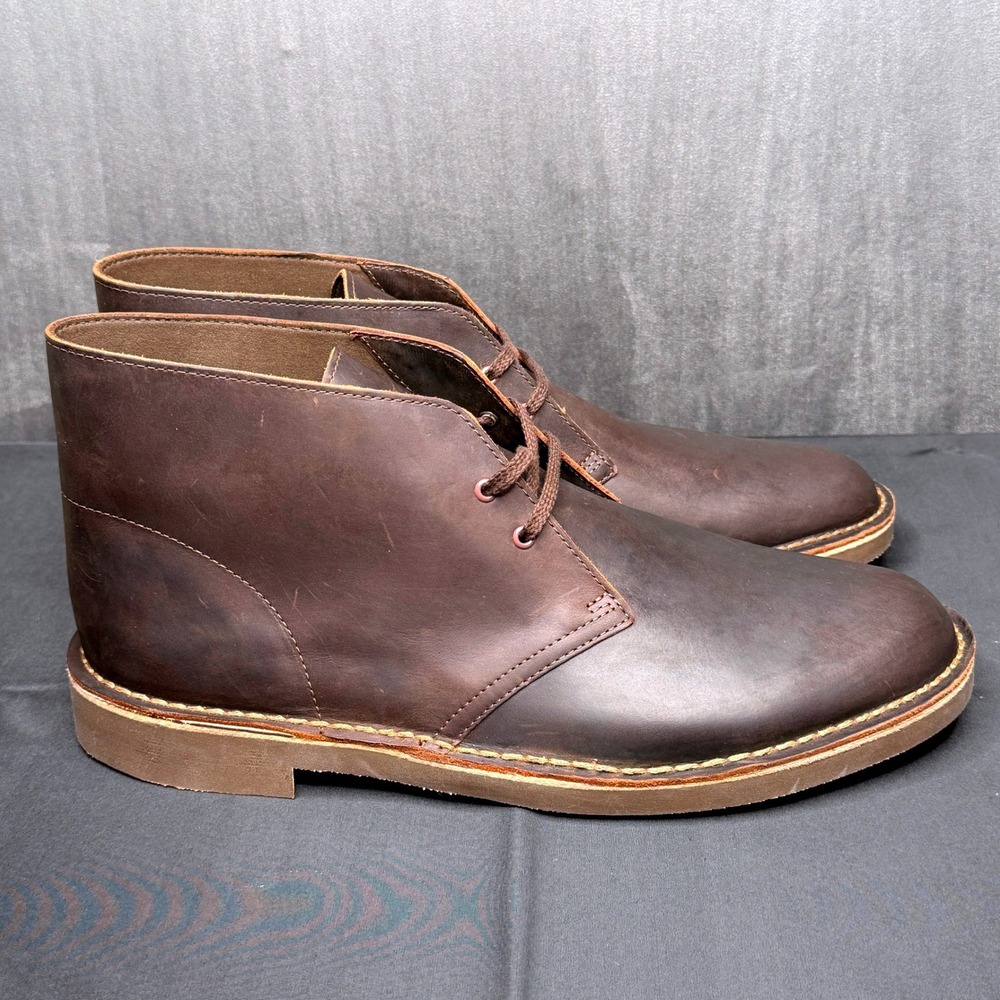 Clarks Bushacre 2 Chukka Boots Mens Size 13 Dark Brown Leather Desert Boots New